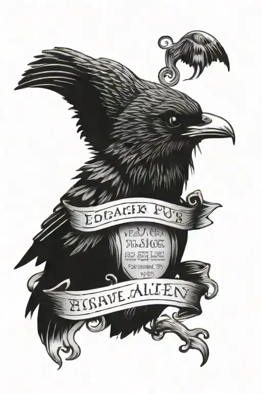 line work tattoo Edgar Allen Poe quote tattoo design idea