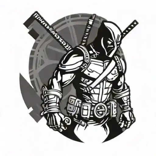 deadpool in armor tattoo design idea
