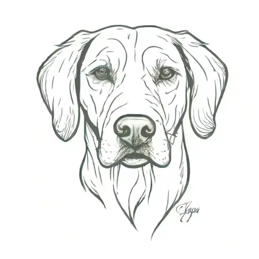 realistic dog nose without snout. "IVY" written above it.  tattoo design idea