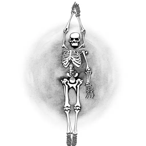 small full body skeleton dancing  tattoo design idea