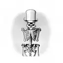 full skeleton dancing and wearing a top hat and cane made of bones tattoo design idea