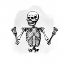 small full body skeleton dancing  tattoo design idea