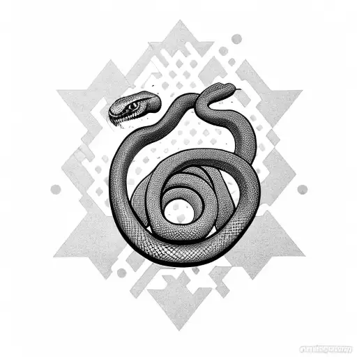 snake surrounding 2d caffeine molecule tattoo design idea