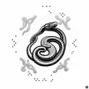 snake surrounding 2d caffeine molecule tattoo design idea