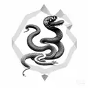 snake surrounding 2d caffeine molecule tattoo design idea