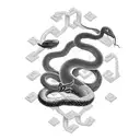 snake surrounding 2d caffeine molecule tattoo design idea