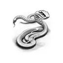 snake surrounding 2d caffeine molecule tattoo design idea