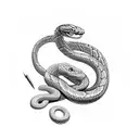 snake surrounding 2d caffeine molecule tattoo design idea