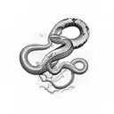 snake surrounding 2d caffeine molecule tattoo design idea