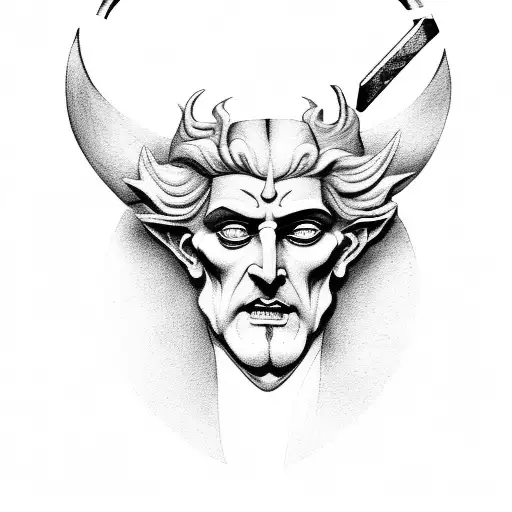 Hades, the Greek god of the underworld, holding a key to the gates of the afterlife tattoo design idea