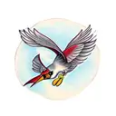 Cardinal flying down tattoo design idea