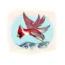 Cardinal flying down tattoo design idea