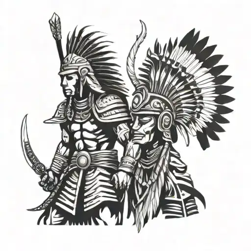 Egyptian mythology . Samurai warrior and American Indian chief  tattoo design idea