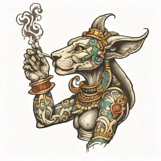 sekhmet goddess smoking sage tattoo design idea