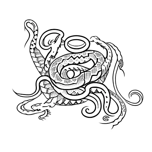 spine tattoo with symbols and a snake tattoo design idea