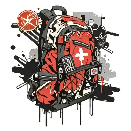 Swiss Gear Backpack with Bajoran symbol patches, NY Subway passing under tattoo design idea