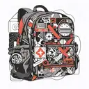 Swiss Gear Backpack with Bajoran symbol in Background, NY Subway passing under tattoo design idea