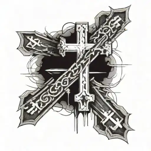 a cross tattoo made with two lines of roman numeral dates tattoo design idea