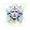 goddess of victory nike severed head tattoo design idea