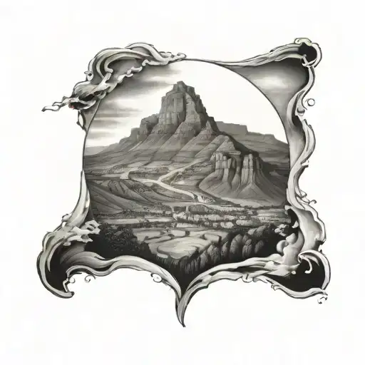 table mountain landscape tattoo design idea