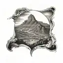 table mountain landscape tattoo design idea