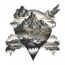 table mountain landscape tattoo design idea
