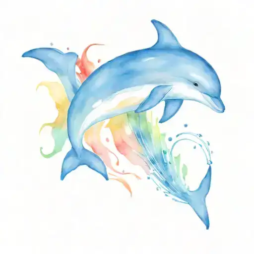 cinque terre dolphin rainbow tattoo design idea