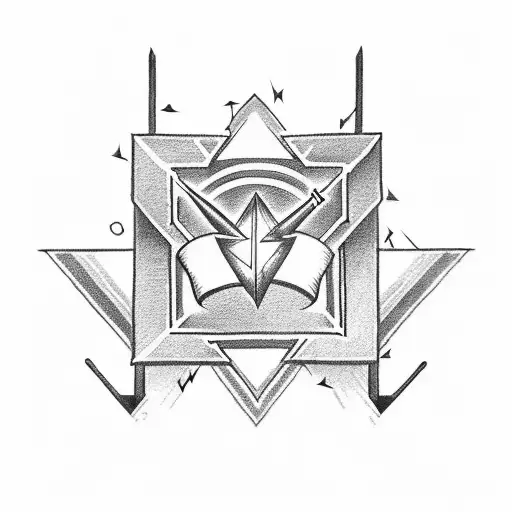 An electrician-themed tattoo featuring a lightning bolt and a geometrical arrow tattoo design idea