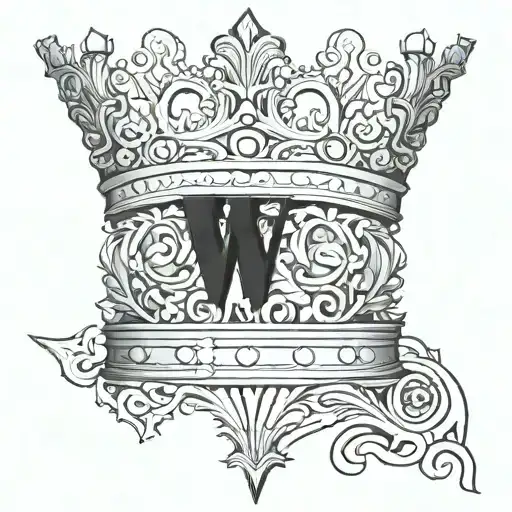 capital B and W stacked together with the W making a crown  tattoo design idea
