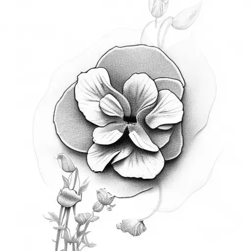 viola moutains flowers water tattoo design idea