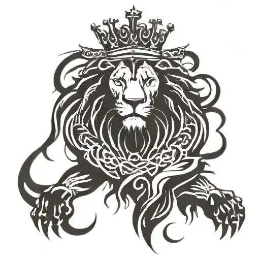 lion, blood, crown tattoo design idea