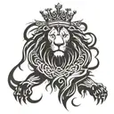 lion, blood, crown tattoo design idea