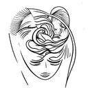 closed eyes with tears flowing down the face. eyebrows neat and arched tattoo design idea