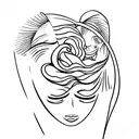 closed eyes with tears flowing down the face. eyebrows neat and arched tattoo design idea