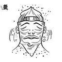 closed eyes with tears flowing down the face. eyebrows neat and arched tattoo design idea