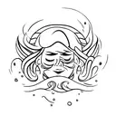 closed eyes with tears flowing down the face. eyebrows neat and arched tattoo design idea