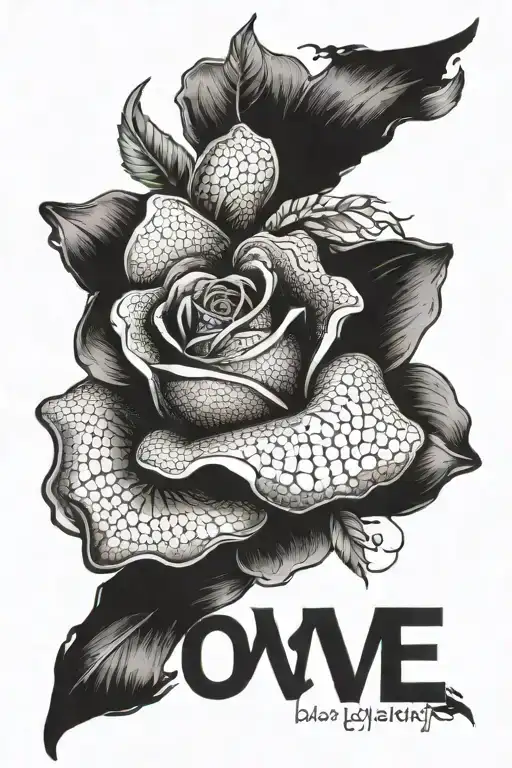 the word love but with loyalty out values everything tattoo design idea