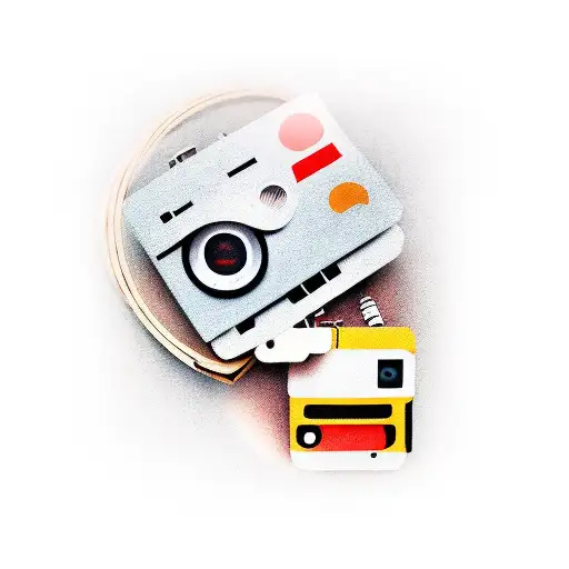 The wooden puppet is controlled by tapes of two audio cassettes that are placed above it tattoo design idea