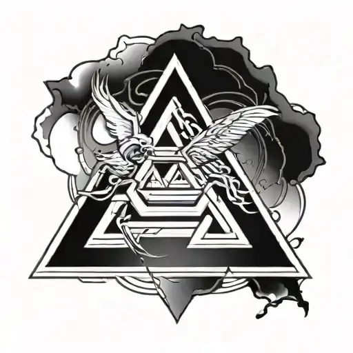 valknut pendant 3 triangles conected tattoo design idea