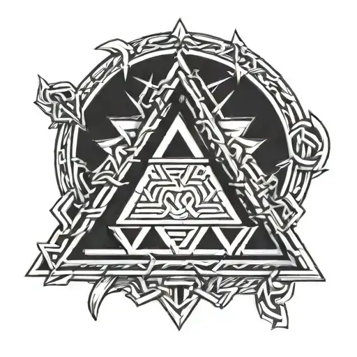 valknut pendant 3 triangles conected tattoo design idea