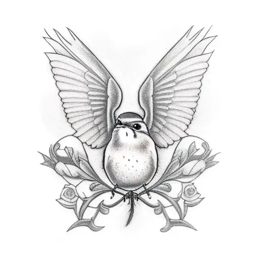 Robin on a red brick tattoo design idea