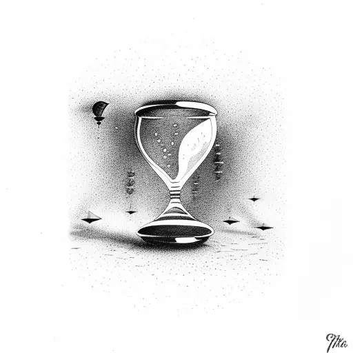 broken hourglass Time flies question mark tattoo design idea