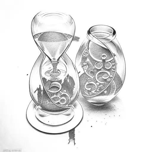 broken hourglass question mark tattoo design idea