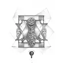 broken hourglass question mark tattoo design idea