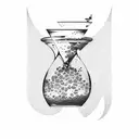 broken hourglass question mark tattoo design idea