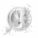 broken hourglass question mark tattoo design idea