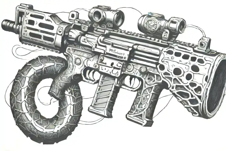 rattled snake wrappped around AR 15 rifle tattoo design idea
