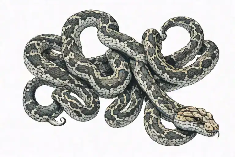 rattle snake intertwined on M4 rifle tattoo design idea