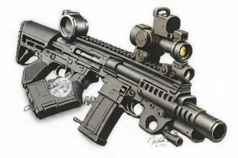 AR 15 Rifle tattoo design idea