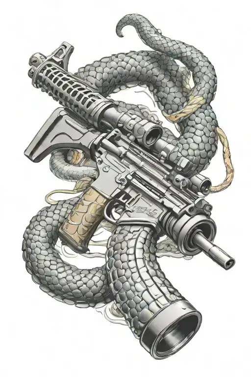 AR 15 wrapped with snake coiled snake wrapped tattoo design idea